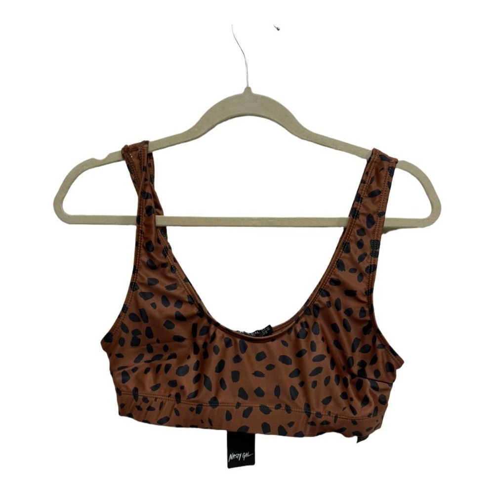 Nasty Gal Brown Animal Print Tank Bralette Bikini Top NWT Size US 8 Chic Swim